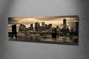 Canvastavla New York Brooklyn Bridge - Svart/Gul - Inredning - Tavlor & posters - Canvastavla