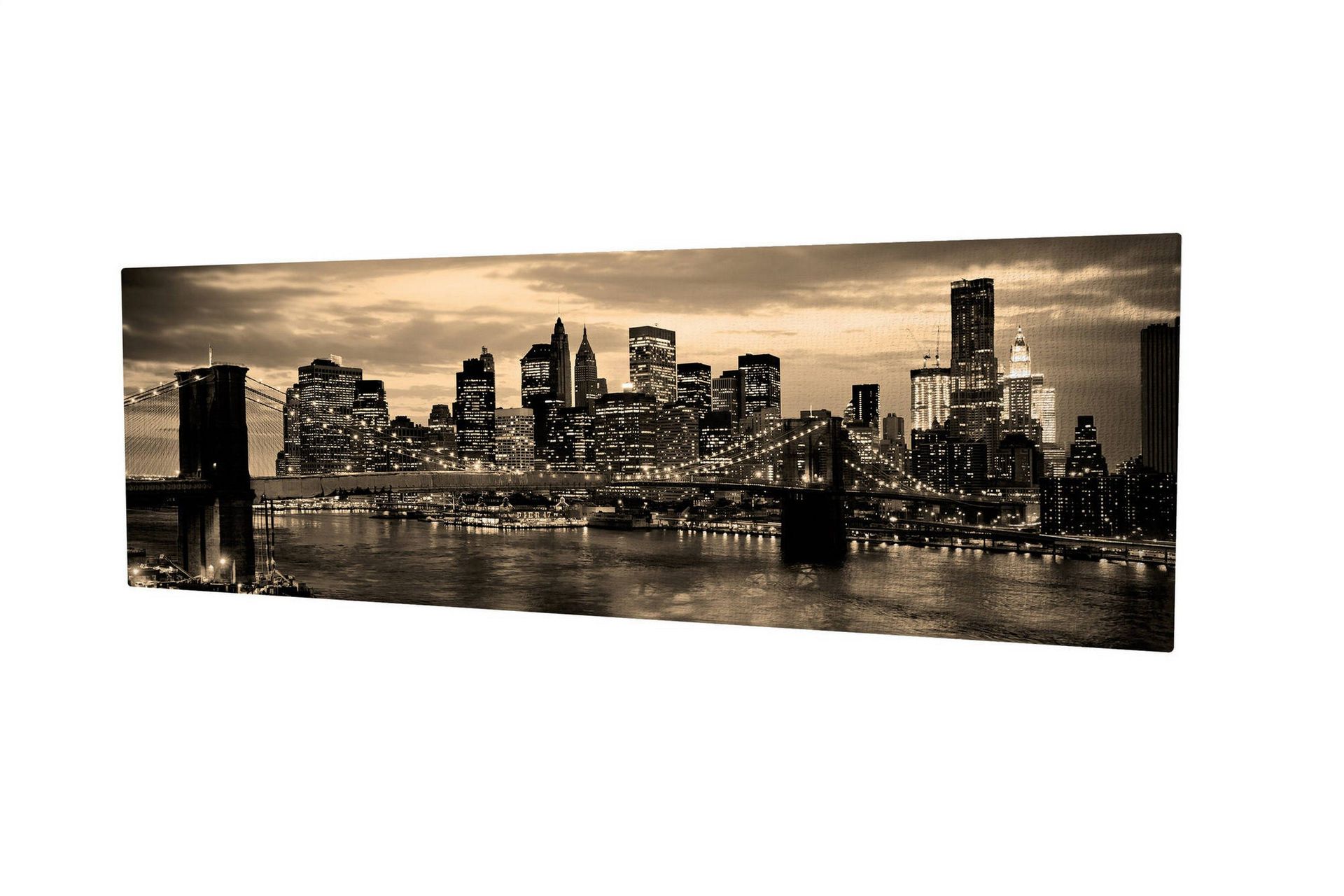 Canvastavla New York Brooklyn Bridge - Svart/Gul