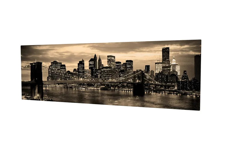 Canvastavla New York Brooklyn Bridge, Svart/Gul
