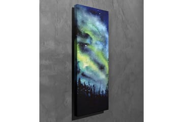 Canvastavla - Nordlys över en mörk skog - Mörkblå / Grön / Svart - Inredning - Tavlor & posters - Canvastavla