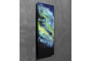 Canvastavla - Nordlys över en mörk skog - Mörkblå / Grön / Svart - Inredning - Tavlor & posters - Canvastavla