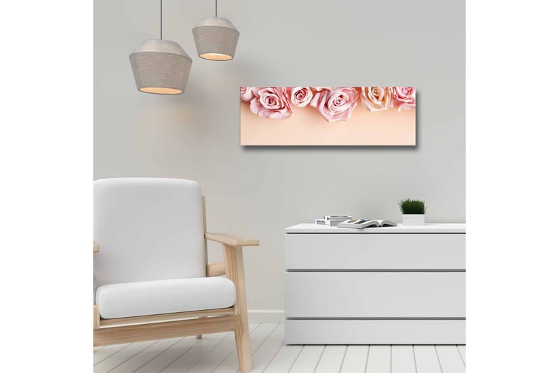 Canvastavla - Rosa rosor i mjuka nyanser mot en ljus bakgrund - Ljusrosa / Mörkrosa / Beige - Inredning - Tavlor & posters - Canvastavla