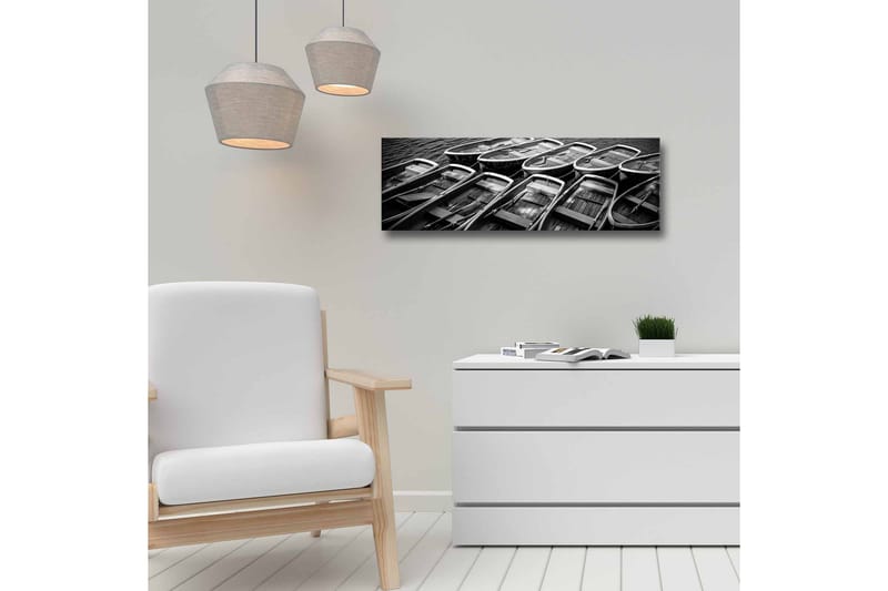 Canvastavla - Samling av båtar i svartvitt - Svart / Grå / Vit - Inredning - Tavlor & posters - Canvastavla