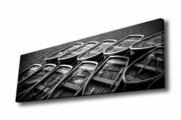 Canvastavla - Samling av båtar i svartvitt - Svart / Grå / Vit - Inredning - Tavlor & posters - Canvastavla