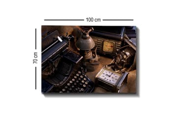 Canvastavla - Samling av vintage skrivmaskiner och gamla apparater - Svart / Brunt / Grått - Inredning - Tavlor & posters - Canvastavla