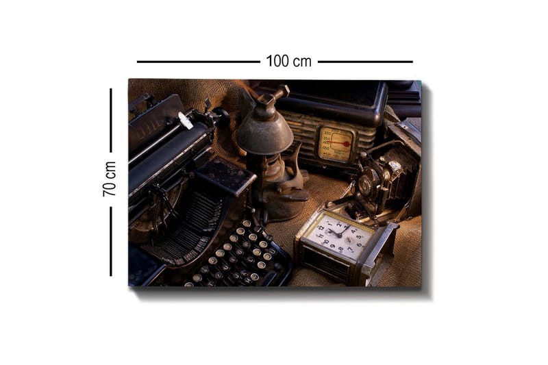 Canvastavla - Samling av vintage skrivmaskiner och gamla apparater - Svart / Brunt / Grått - Inredning - Tavlor & posters - Canvastavla