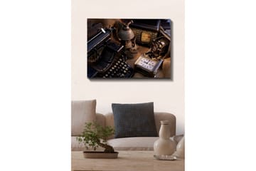 Canvastavla - Samling av vintage skrivmaskiner och gamla apparater - Svart / Brunt / Grått - Inredning - Tavlor & posters - Canvastavla