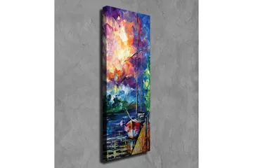 Canvastavla - Segelbåt vid en färgstark solnedgång - Lila / Orange / Blå - Inredning - Tavlor & posters - Canvastavla