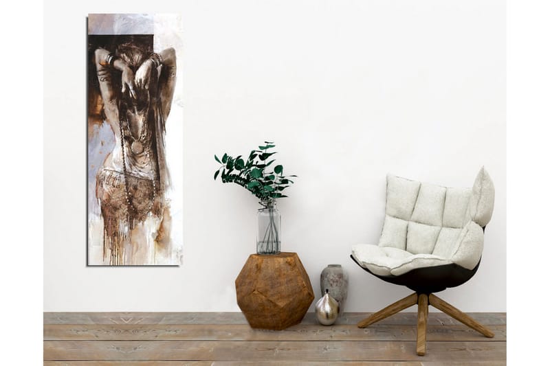 Canvastavla - Sensuell kvinna med uppsatt hår i en abstrakt komposition - Brunt / Beige / Vitt - Inredning - Tavlor & posters - Canvastavla