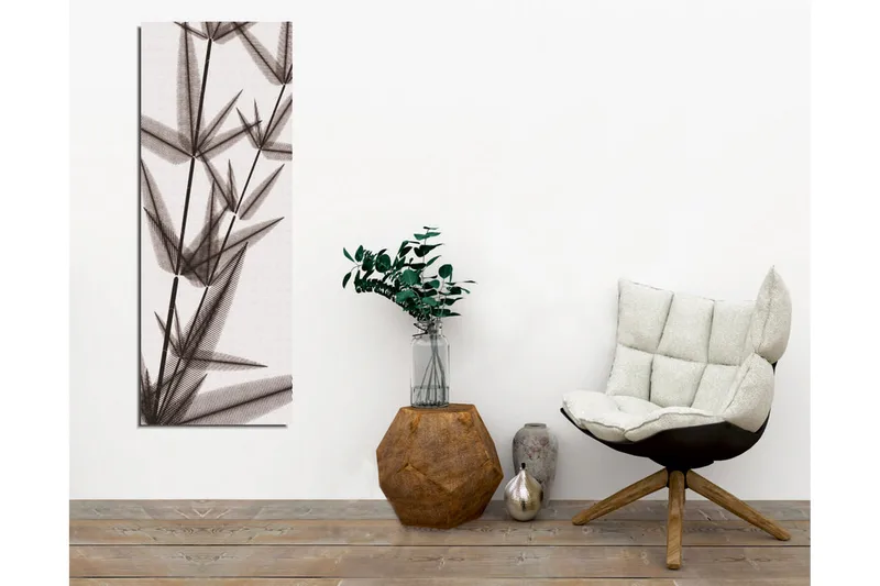 Canvastavla - Silhuett av bambuskott i svartvitt - Svart / Gr å / Vit - Inredning - Tavlor & posters - Canvastavla
