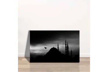 Canvastavla - Silhuett av en moské med spira i dramatisk himmel - Svart / Grå - Inredning - Tavlor & posters - Canvastavla