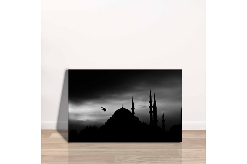 Canvastavla - Silhuett av en moské med spira i dramatisk himmel - Svart / Grå - Inredning - Tavlor & posters - Canvastavla