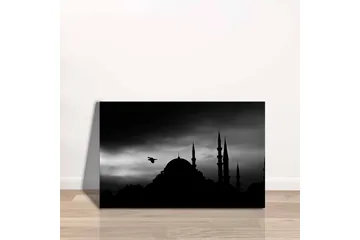 Canvastavla - Silhuett av en moské med spira i dramatisk himmel - Svart / Grå - Inredning - Tavlor & posters - Canvastavla