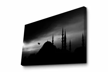 Canvastavla - Silhuett av en moské med spira i dramatisk himmel - Svart / Grå - Inredning - Tavlor & posters - Canvastavla