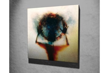 Canvastavla - Silhuett av en person som håller en cirkel av färg och ljus - Svart / Blå / Röd - Inredning - Tavlor & posters - Canvastavla