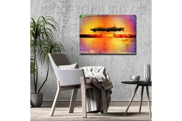 Canvastavla - Silhuett av träd mot en färgglad bakgrund - Orange / Lila / Svart - Inredning - Tavlor & posters - Canvastavla