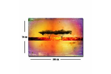 Canvastavla - Silhuett av träd mot en färgglad bakgrund - Orange / Lila / Svart - Inredning - Tavlor & posters - Canvastavla