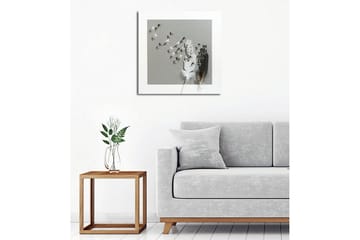 Canvastavla - Silhuetter av fåglar som flyger bort från en vas med fjädrar - Svart / Vitt / Grått - Inredning - Tavlor & posters - Canvastavla