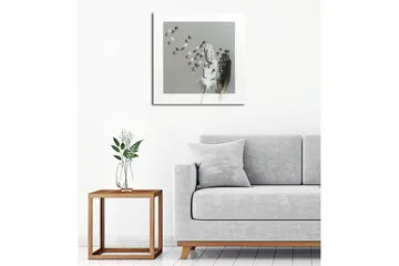 Canvastavla - Silhuetter av fåglar som flyger bort från en vas med fjädrar - Svart / Vitt / Grått - Inredning - Tavlor & posters - Canvastavla