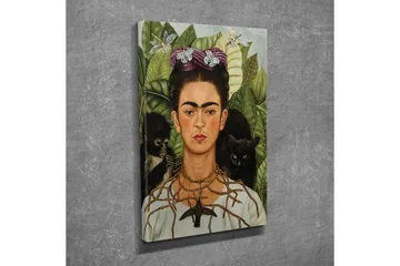 Canvastavla - Självporträtt med djur och grönska i bakgrunden - Grön / Brun / Svart - Inredning - Tavlor & posters - Canvastavla