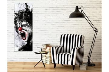 Canvastavla - Skrikande clown med röd näsa och dramatiska ansiktsdrag - Svart / Vit / Röd - Inredning - Tavlor & posters - Canvastavla