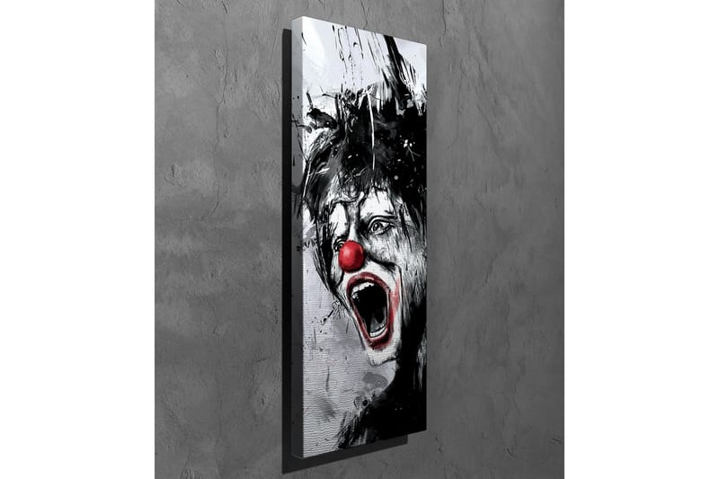 Canvastavla - Skrikande clown med röd näsa och dramatiska ansiktsdrag - Svart / Vit / Röd - Inredning - Tavlor & posters - Canvastavla