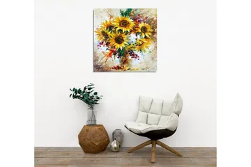 Canvastavla - Solrosor i en färgrik bukett - Gult / Grönt / Brunt - Inredning - Tavlor & posters - Canvastavla