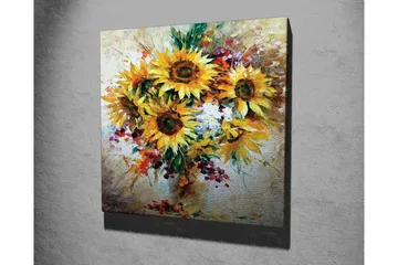 Canvastavla - Solrosor i en färgrik bukett - Gult / Grönt / Brunt - Inredning - Tavlor & posters - Canvastavla
