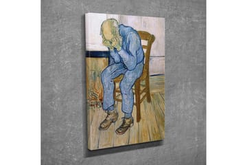 Canvastavla - Sorgsen man som sitter på en stol med huvudet i händerna - Blå / Beige / Brun - Inredning - Tavlor & posters - Canvastavla