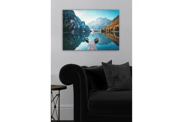 Canvastavla - Spegelblanka sjö med fjäll och höstfärgade träd - Blå / Orange / Grön - Inredning - Tavlor & posters - Canvastavla