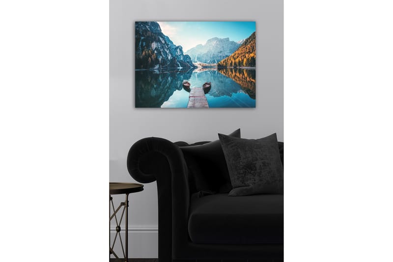 Canvastavla - Spegelblanka sjö med fjäll och höstfärgade träd - Blå / Orange / Grön - Inredning - Tavlor & posters - Canvastavla