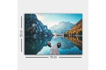 Canvastavla - Spegelblanka sjö med fjäll och höstfärgade träd - Blå / Orange / Grön - Inredning - Tavlor & posters - Canvastavla