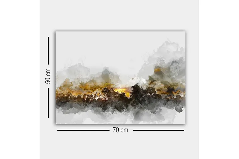 Canvastavla - Stämningsfull landskapsvy med silhuetter av träd mot en dramatisk himmel - Grå / Brun / Svart - Inredning - Tavlor & posters - Canvastavla