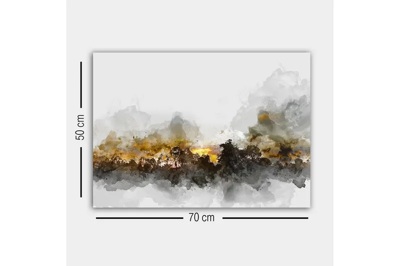 Canvastavla - Stämningsfull landskapsvy med silhuetter av träd mot en dramatisk himmel - Grå / Brun / Svart - Inredning - Tavlor & posters - Canvastavla