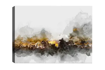 Canvastavla - Stämningsfull landskapsvy med silhuetter av träd mot en dramatisk himmel - Grå / Brun / Svart - Inredning - Tavlor & posters - Canvastavla