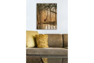 Canvastavla - Ståtlig älg i dimmig skogsmiljö - Brunt / Guld / Grönt - Inredning - Tavlor & posters - Canvastavla