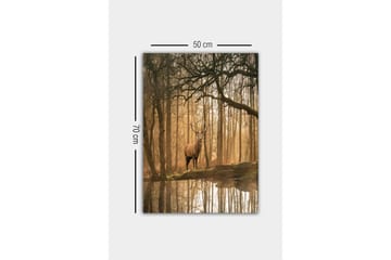 Canvastavla - Ståtlig älg i dimmig skogsmiljö - Brunt / Guld / Grönt - Inredning - Tavlor & posters - Canvastavla