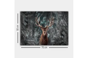 Canvastavla - Ståtlig älg med imponerande horn i snöig skogsmiljö - Brun / Grå / Vit - Inredning - Tavlor & posters - Canvastavla