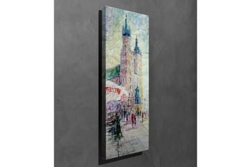 Canvastavla - Stadsscen med historiska byggnader och människor i rörelse - Ljusblå / Beige / Grön - Inredning - Tavlor & posters - Canvastavla