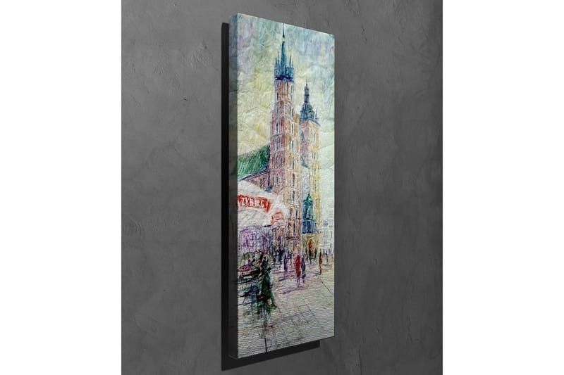 Canvastavla - Stadsscen med historiska byggnader och människor i rörelse - Ljusblå / Beige / Grön - Inredning - Tavlor & posters - Canvastavla