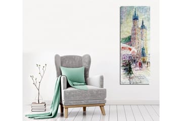 Canvastavla - Stadsscen med historiska byggnader och människor i rörelse - Ljusblå / Beige / Grön - Inredning - Tavlor & posters - Canvastavla