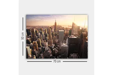 Canvastavla - Stadssilhuett av New York vid solnedgången - Guld / Grå / Blå - Inredning - Tavlor & posters - Canvastavla