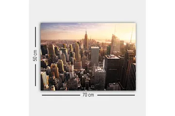 Canvastavla - Stadssilhuett av New York vid solnedgången - Guld / Grå / Blå - Inredning - Tavlor & posters - Canvastavla