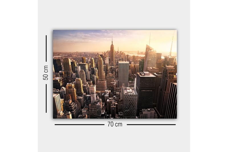 Canvastavla - Stadssilhuett av New York vid solnedgången - Guld / Grå / Blå - Inredning - Tavlor & posters - Canvastavla