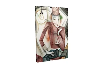 Canvastavla - Stiliserad man i hatt med en mystisk blick - Brun / Grön / Beige - Inredning - Tavlor & posters - Canvastavla