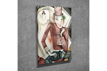 Canvastavla - Stiliserad man i hatt med en mystisk blick - Brun / Grön / Beige - Inredning - Tavlor & posters - Canvastavla