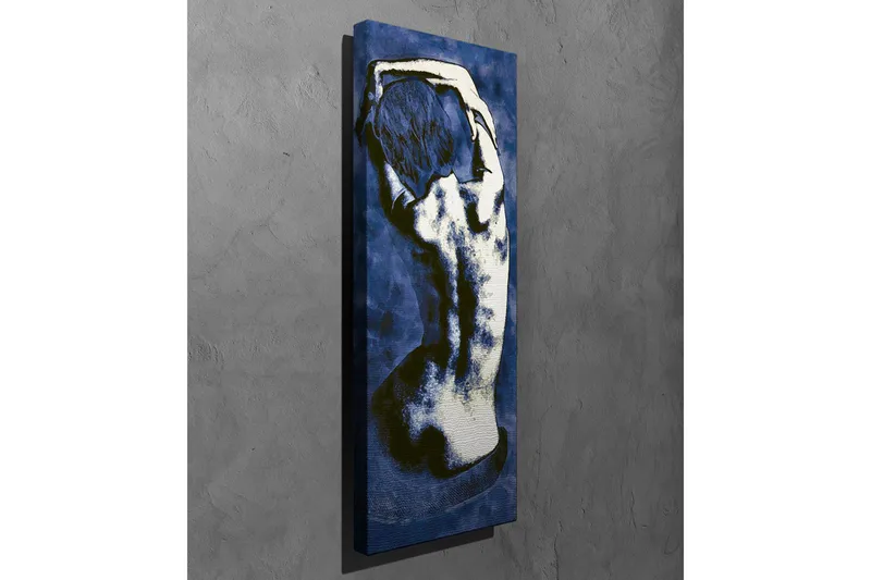 Canvastavla - Stiliserad rygg av en naken människa i en elegant pose - Mörkblå / Vit - Inredning - Tavlor & posters - Canvastavla