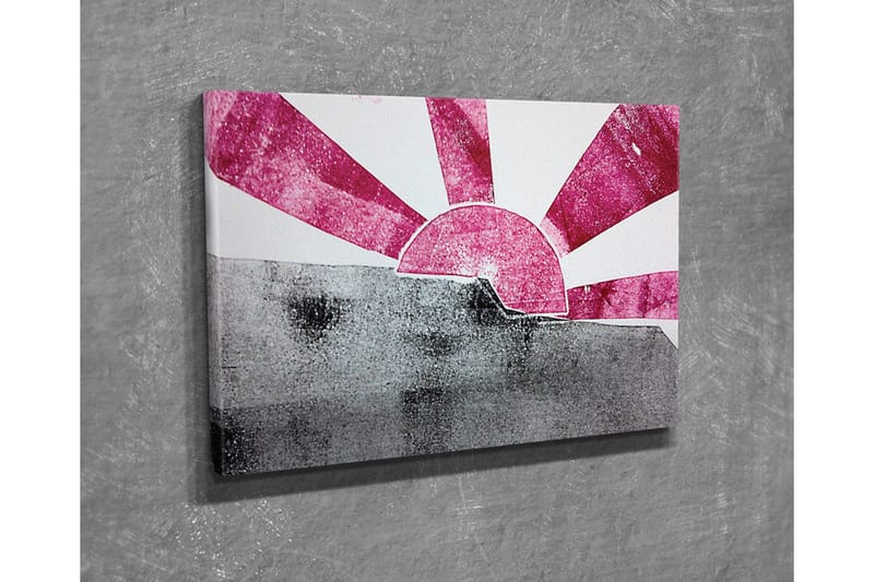 Canvastavla - Stiliserad soluppgång med strålar i rosa och grått - Rosa / Grå - Inredning - Tavlor & posters - Canvastavla