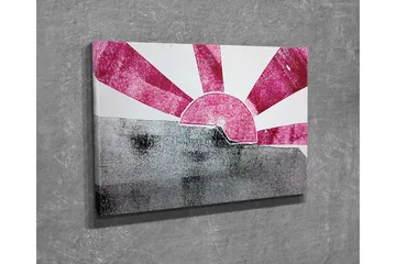 Canvastavla - Stiliserad soluppgång med strålar i rosa och grått - Rosa / Grå - Inredning - Tavlor & posters - Canvastavla