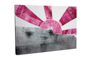 Canvastavla - Stiliserad soluppgång med strålar i rosa och grått - Rosa / Grå - Inredning - Tavlor & posters - Canvastavla